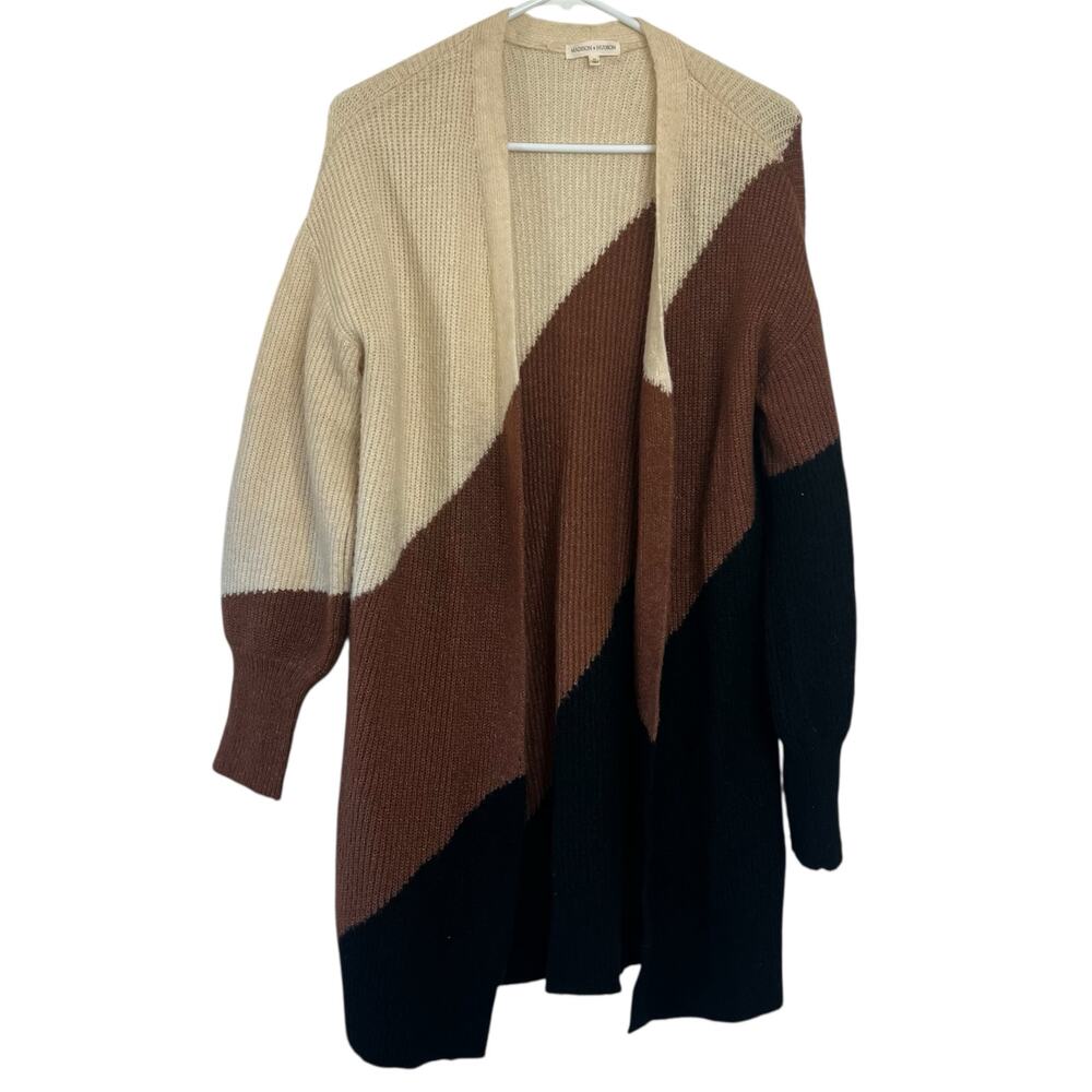 Madison + Hudson Women's Sz M Long Sleeve Color Block Cardigan Warm Cozy